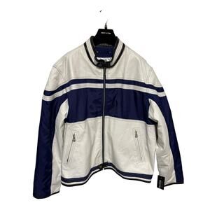 Wilsons Leather M. Julian Jacket Mens 2XL White Blue Motorcycle Racer Dragon